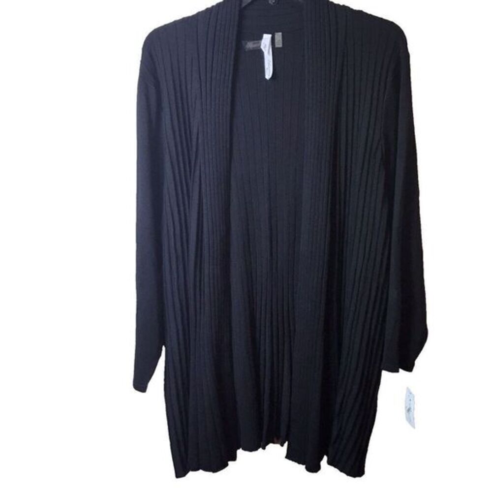 NWT NY Collection Women's Black Long Sleeve Comfy Rib Pattern Sweater ‎ Size 3X
